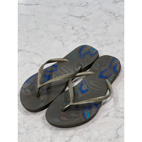 Havaianas Women’s Slim Flip Flops Sandals Size‎ 6 Gray Beach Coastal Resort City - Picture 4 of 7